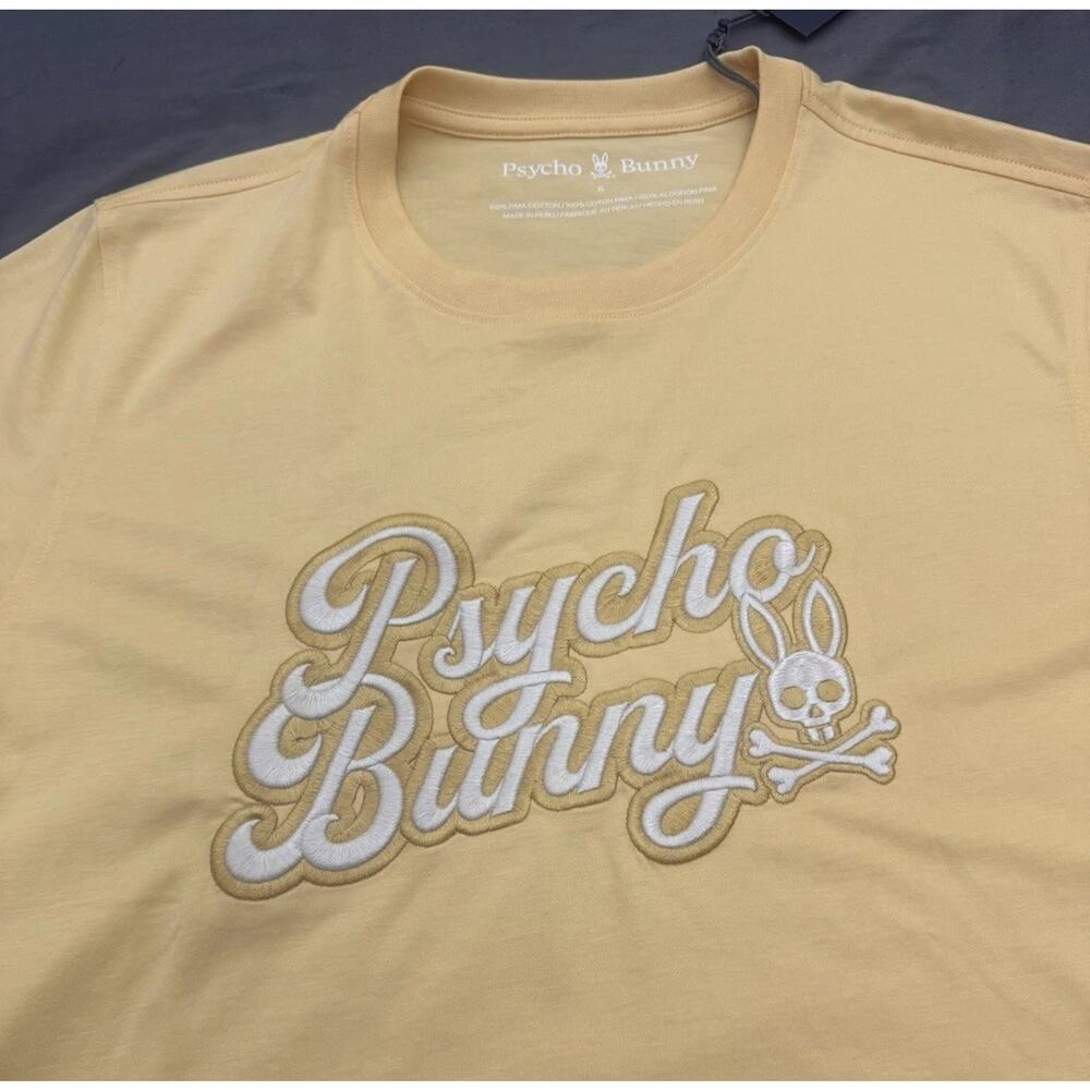 Psycho Bunny Elias Graphic Tee Mens M Sz 5 Yellow Sahara Sun Embroidered‎ NWT